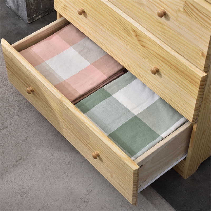 Pemberly Row Modern 4-Drawer Solid Pine Wood Chest Dresser in Natural