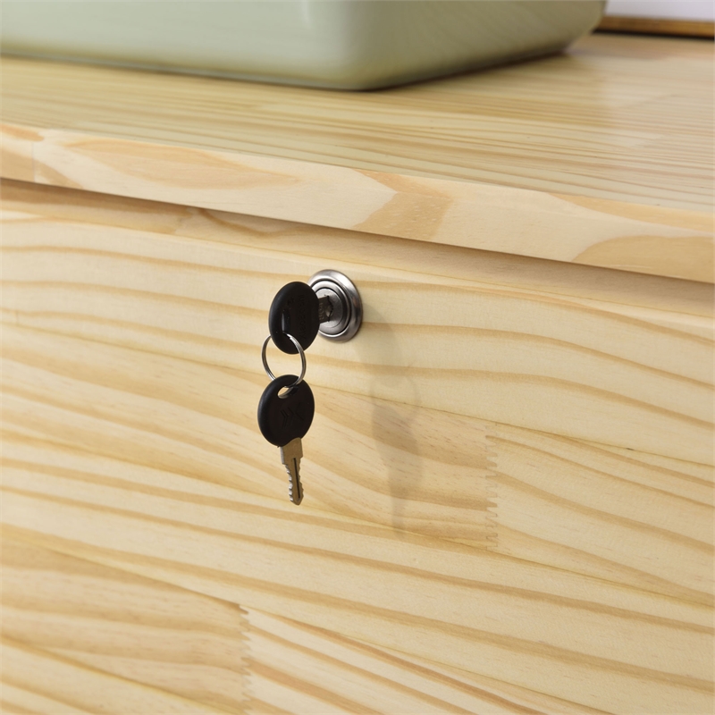 Pemberly Row Modern 4-Drawer Solid Pine Wood Chest Dresser in Natural