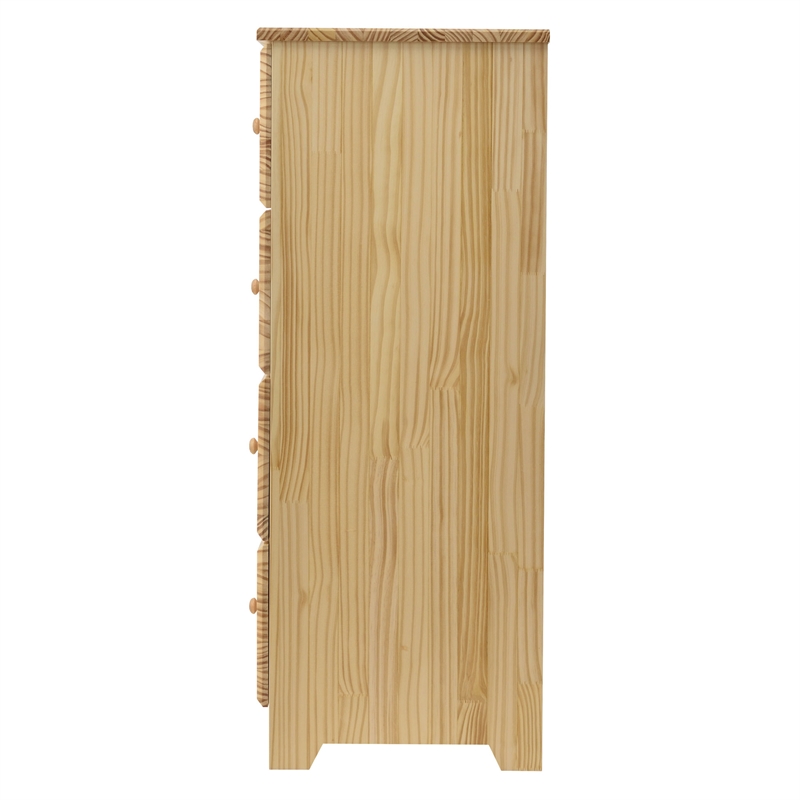 Pemberly Row Modern 4-Drawer Solid Pine Wood Chest Dresser in Natural