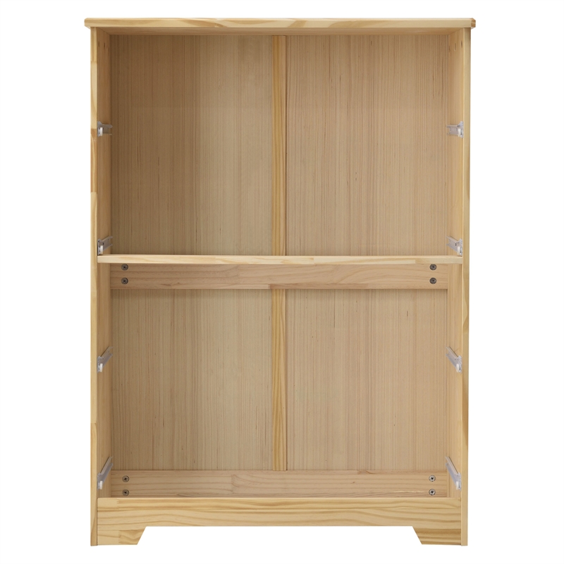 Pemberly Row Modern 4-Drawer Solid Pine Wood Chest Dresser in Natural