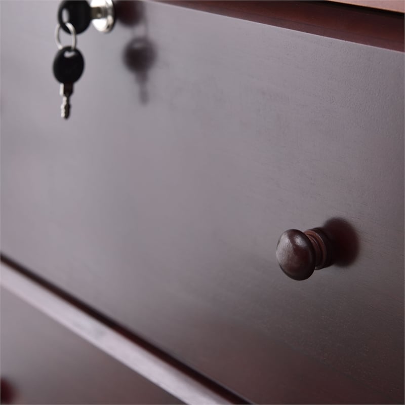 Pemberly Row Modern 4-Drawer Solid Pine Wood Chest Dresser in Mahogany