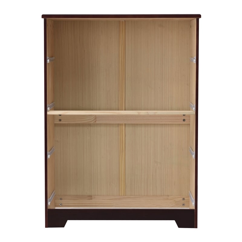 Pemberly Row Modern 4-Drawer Solid Pine Wood Chest Dresser in Mahogany