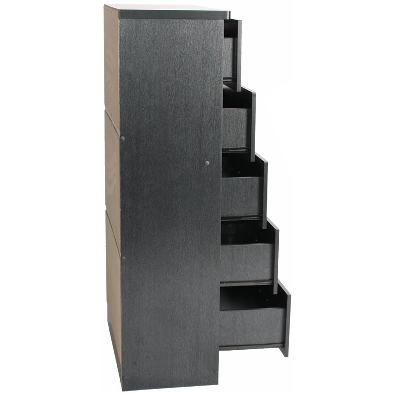 Pemberly Row Contemporary 5-Drawer Engineered Wood Tall Chest Dresser in Black