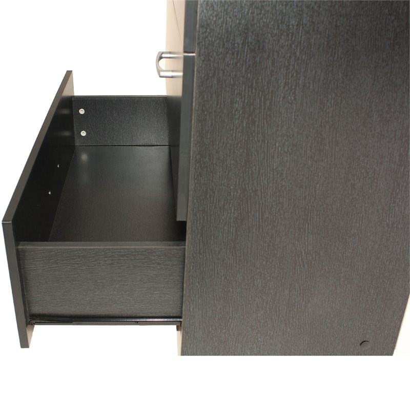 Pemberly Row Contemporary 5-Drawer Engineered Wood Tall Chest Dresser in Black