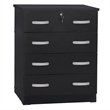 Pemberly Row Modern 4-Drawer Engineered Wood Chest Dresser with Lock in Black