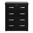 Pemberly Row Modern 4-Drawer Engineered Wood Chest Dresser with Lock in Black