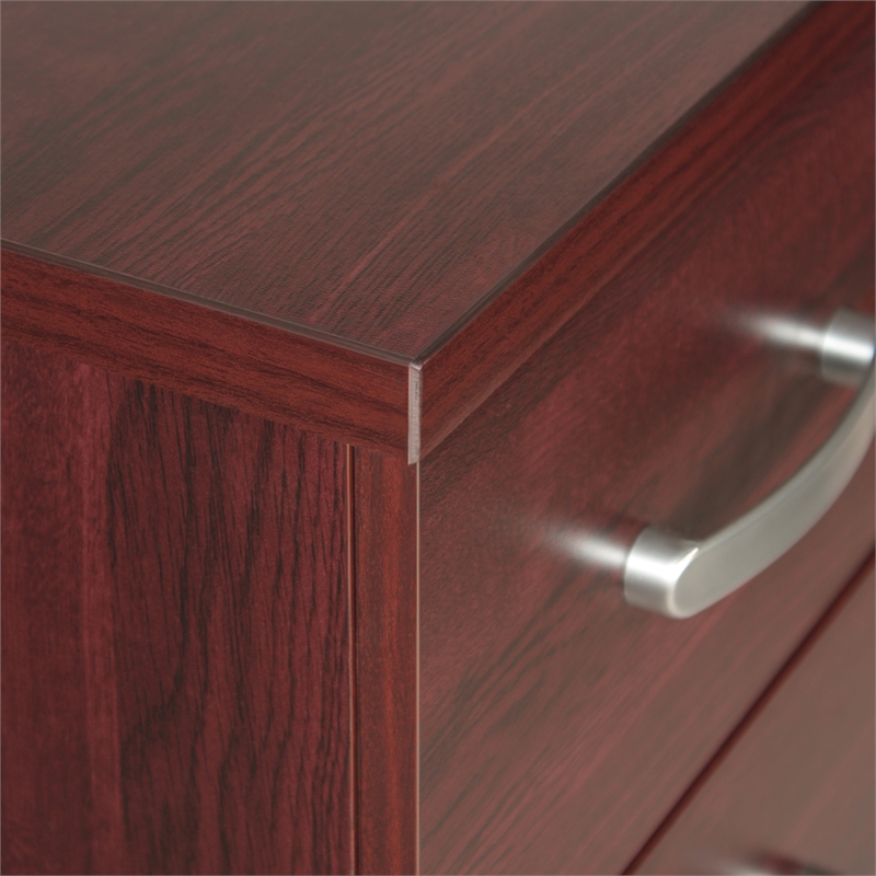 Pemberly Row Modern 4-Drawer Engineered Wood Chest Dresser with Lock in Mahogany