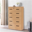 Pemberly Row Modern 5-Drawer Engineered Wood Chest Dresser with Lock in Maple