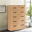 Pemberly Row Modern 5-Drawer Engineered Wood Chest Dresser with Lock in Maple