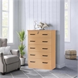 Pemberly Row Modern 5-Drawer Engineered Wood Chest Dresser with Lock in Maple