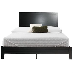 Pemberly Row Contemporary Wood Panel Queen Platform Bed in Black