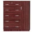 Pemberly Row Modern 5 Drawer Wooden Tall Chest Wardrobe in Mahogany