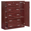 Pemberly Row Modern 5 Drawer Wooden Tall Chest Wardrobe in Mahogany