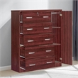 Pemberly Row Modern 5 Drawer Wooden Tall Chest Wardrobe in Mahogany