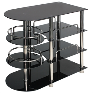 pemberly row modern liquor bar tempered glass rack table in black