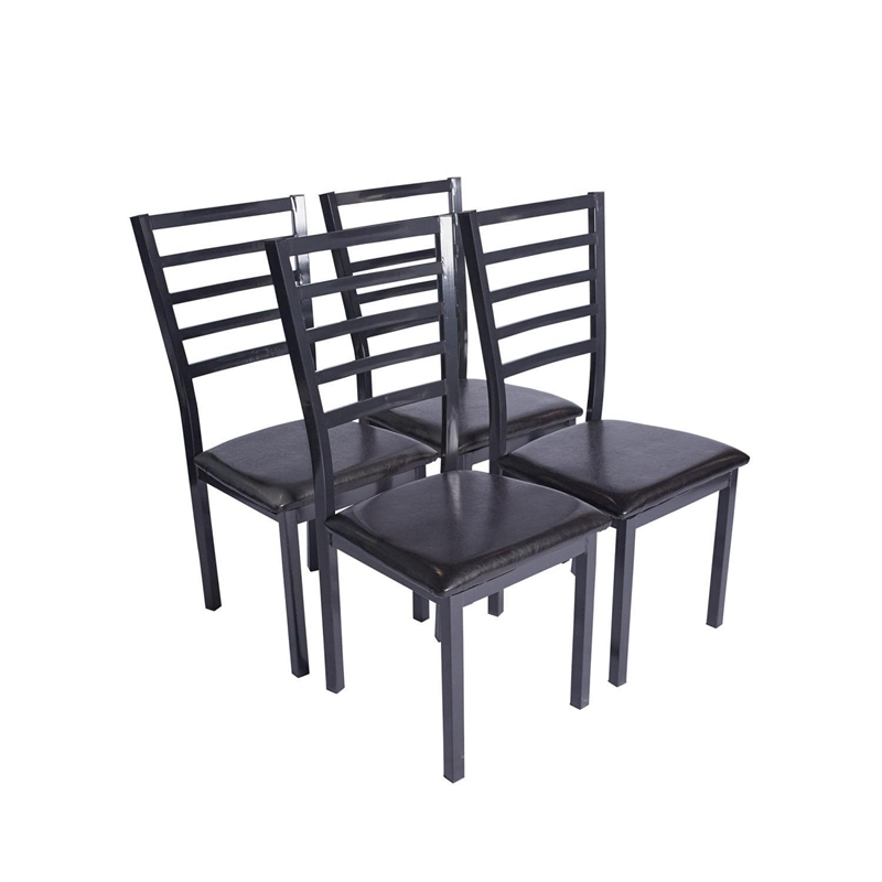 Pemberly Row Contemporary Set of 4 Stackable Metal Dining Chairs in Black