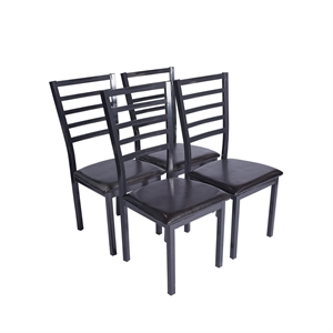 Pemberly Row Contemporary Set of 4 Stackable Metal Dining Chairs in Black