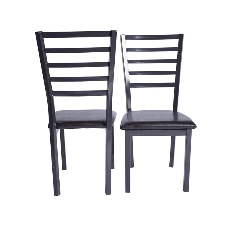 Pemberly Row Contemporary Set of 4 Stackable Metal Dining Chairs in Black