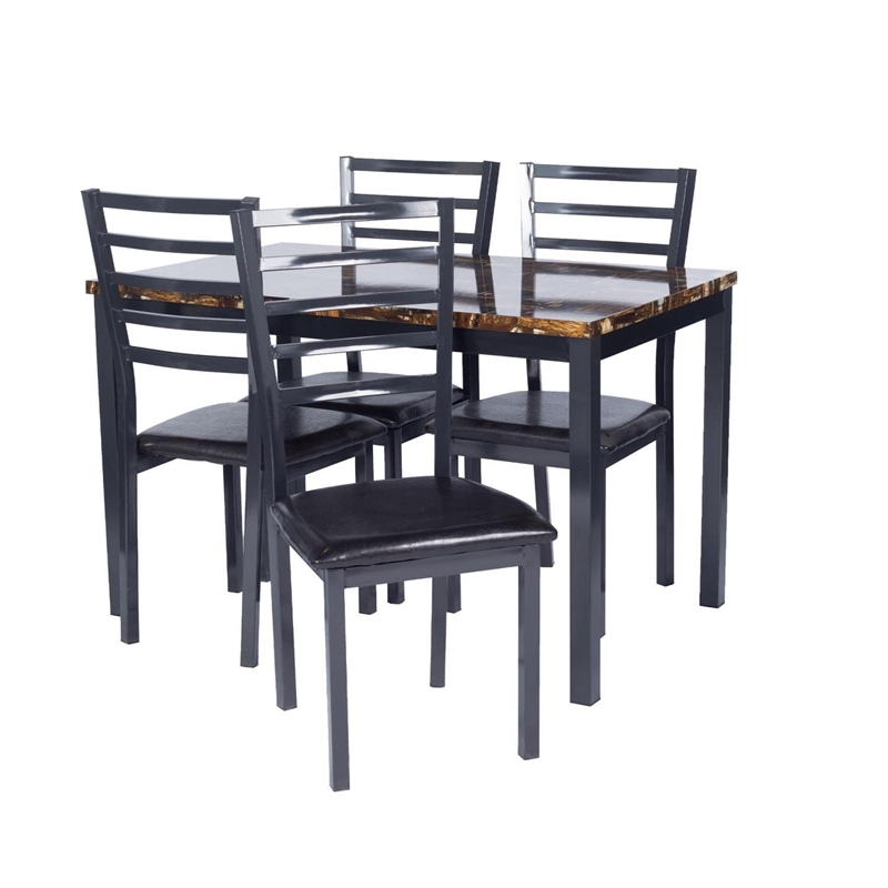 Pemberly Row Contemporary Set of 4 Stackable Metal Dining Chairs in Black