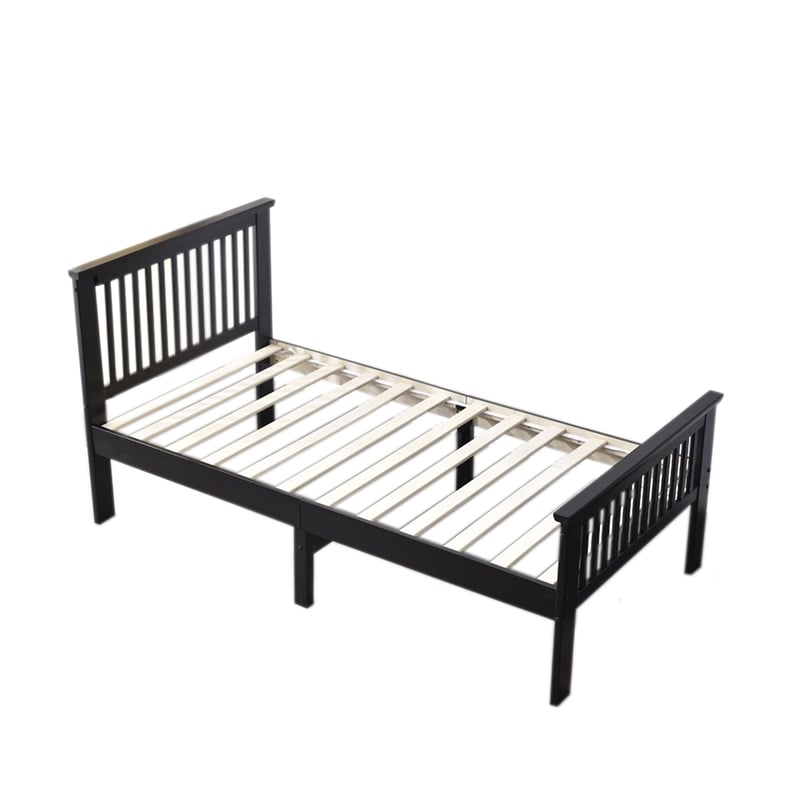 Pemberly Row Modern Solid Wood Platform Pine Twin Bed in Black
