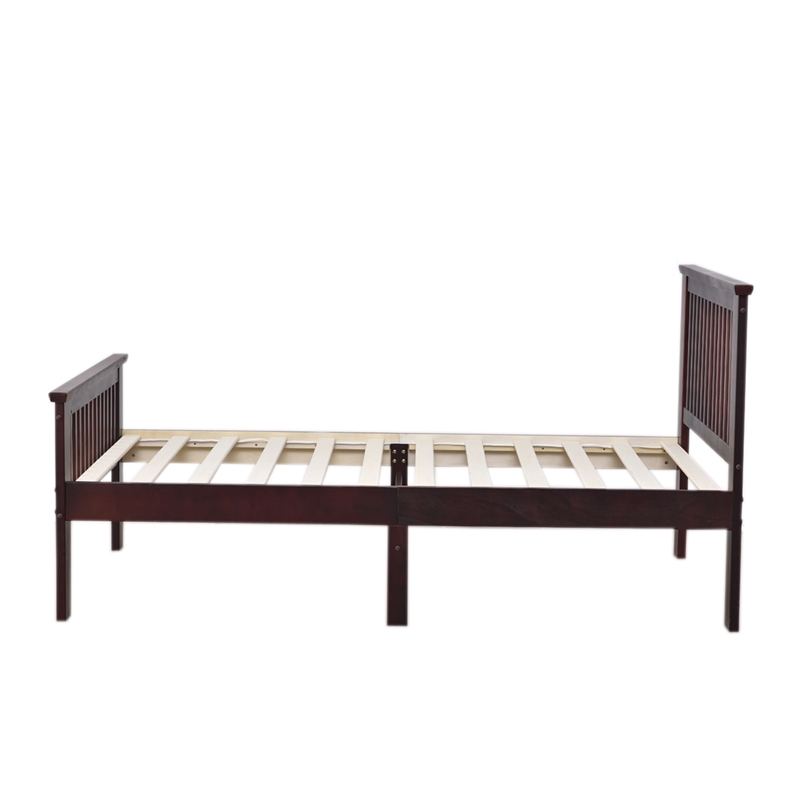 Pemberly Row Modern Solid Wood Platform Pine Twin Bed in Mahogany