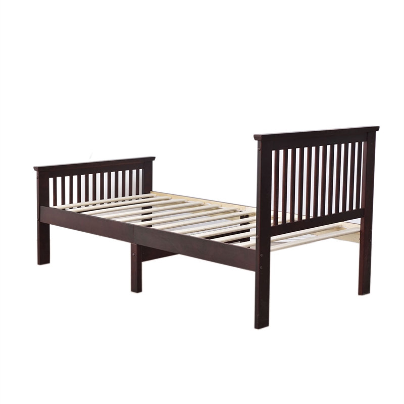 Pemberly Row Modern Solid Wood Platform Pine Twin Bed in Mahogany