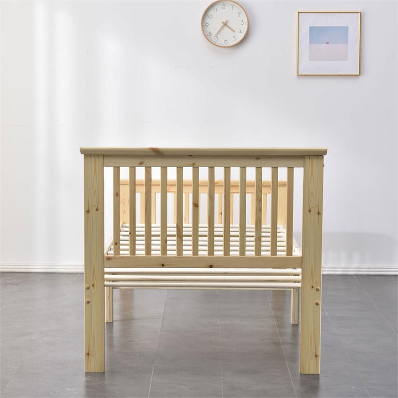 Pemberly Row Modern Solid Wood Platform Pine Twin Bed in Natural