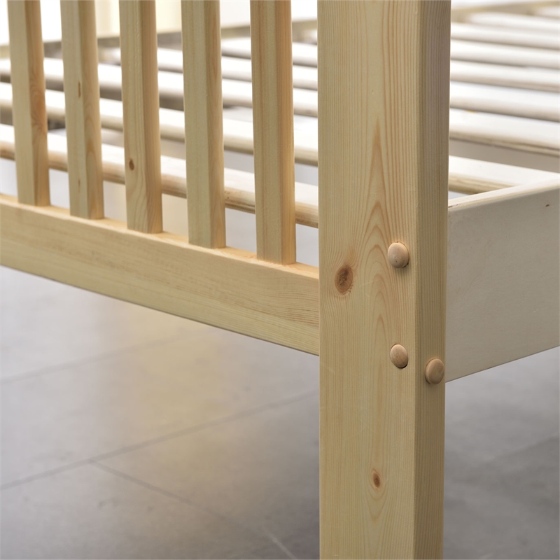 Pemberly Row Modern Solid Wood Platform Pine Twin Bed in Natural