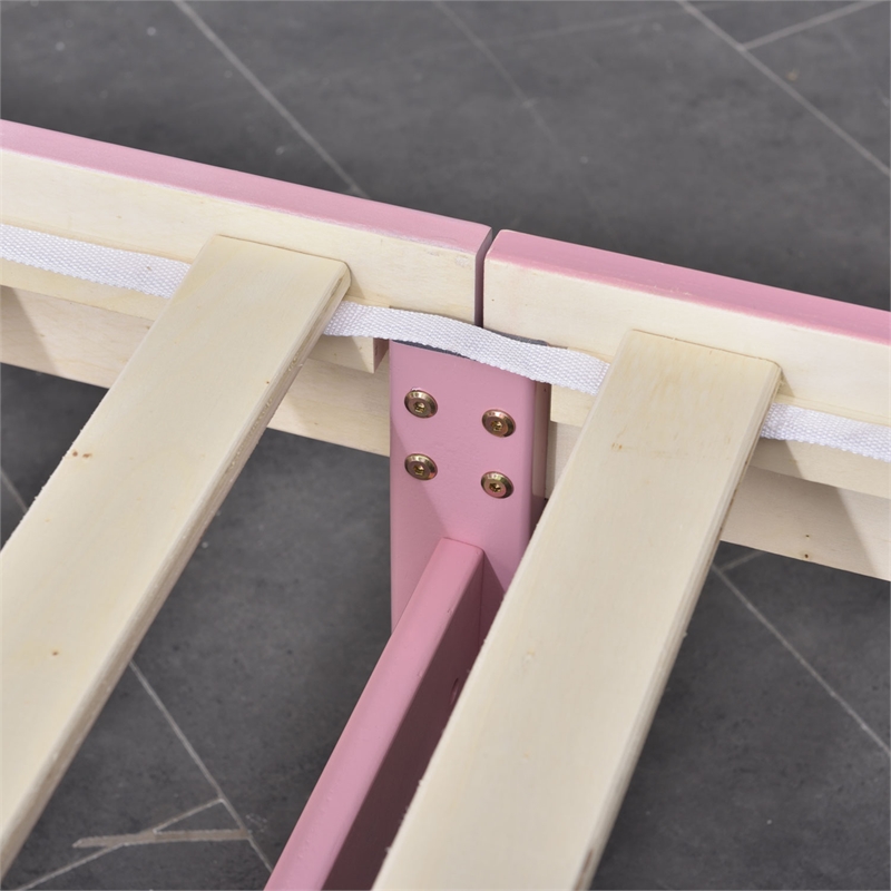 Pemberly Row Modern Solid Wood Platform Pine Twin Bed in Pink