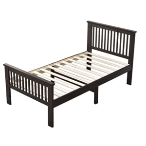 Pemberly Row Modern Solid Wood Platform Pine Twin Bed in Tobacco
