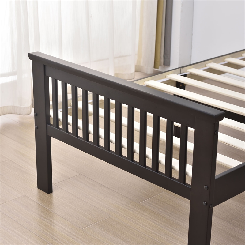 Pemberly Row Modern Solid Wood Platform Pine Twin Bed in Tobacco