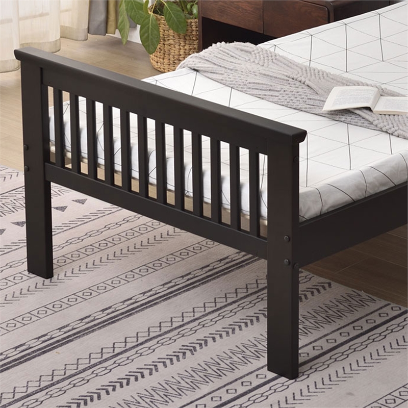 Pemberly Row Modern Solid Wood Platform Pine Twin Bed in Tobacco