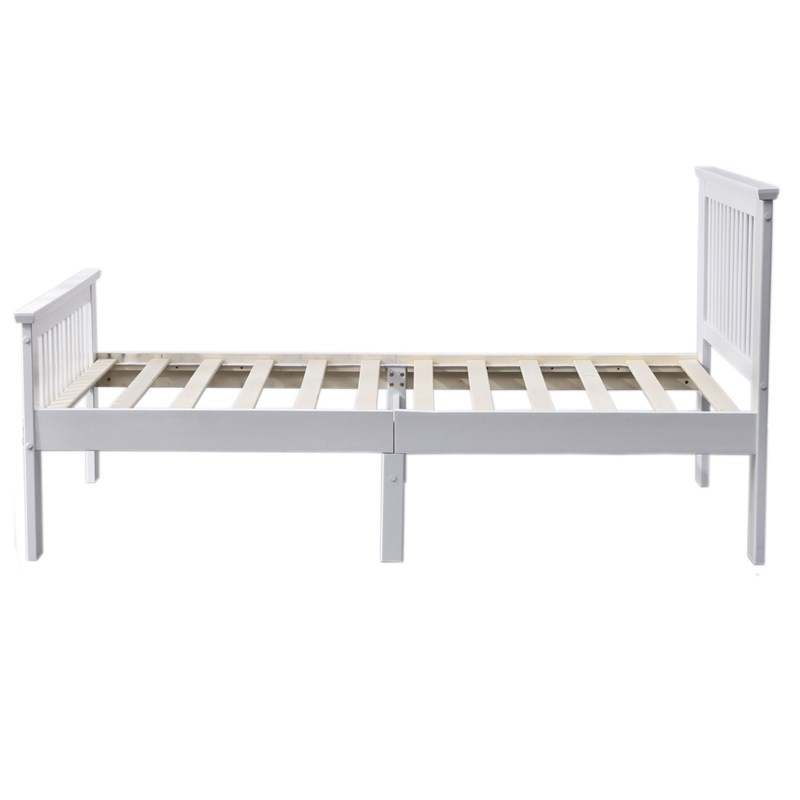 Pemberly Row Modern Solid Wood Platform Pine Twin Bed in White