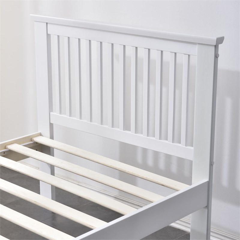 Pemberly Row Modern Solid Wood Platform Pine Twin Bed in White