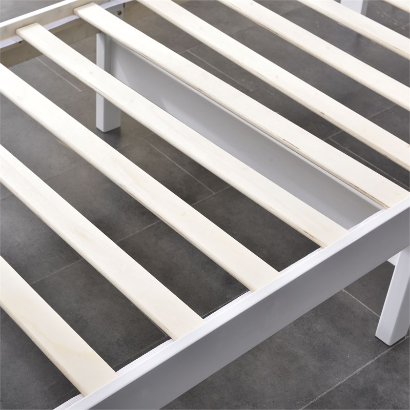 Pemberly Row Modern Solid Wood Platform Pine Twin Bed in White