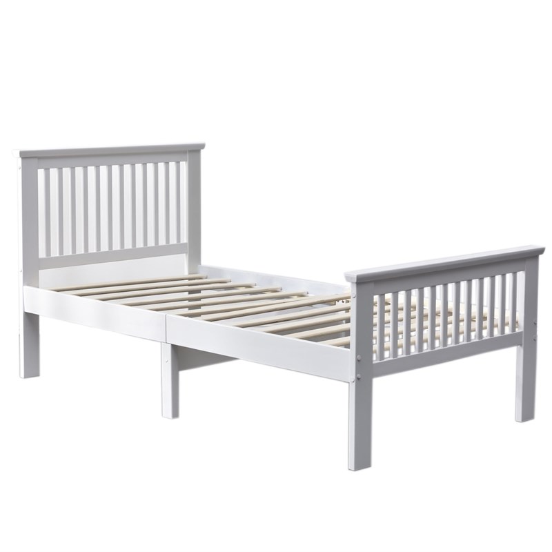 Pemberly Row Modern Solid Wood Platform Pine Twin Bed in White