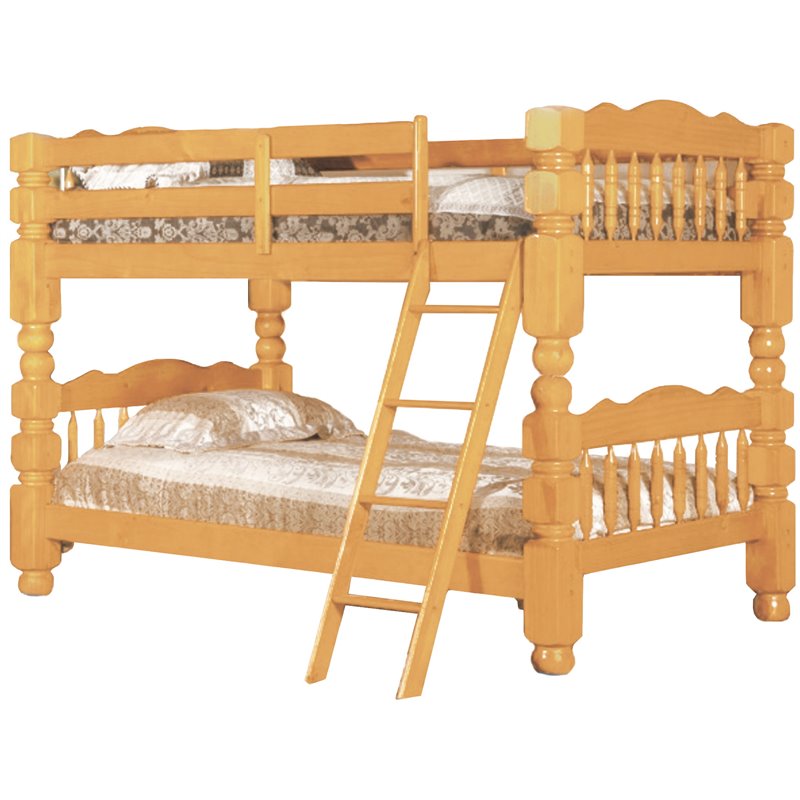 Pemberly Row MidCentury Twin Over Twin Solid Wood Spindle Bunk Bed