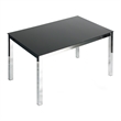 Pemberly Row Contemporary Chrome Metal Frame Black Tempered Glass Table