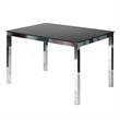 Pemberly Row Contemporary Chrome Metal Frame Black Tempered Glass Table