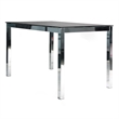 Pemberly Row Contemporary Chrome Metal Frame Black Tempered Glass Table