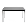 Pemberly Row Contemporary Chrome Metal Frame Black Tempered Glass Table
