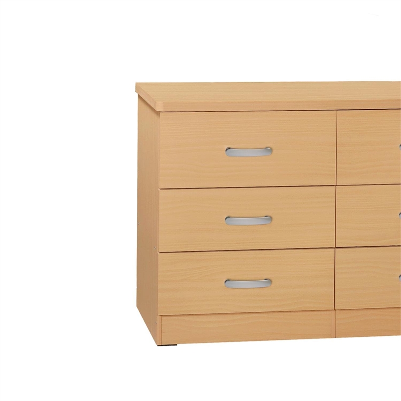 Pemberly Row Modern 6 Drawer Engineered Wood Bedroom Dresser in Beech