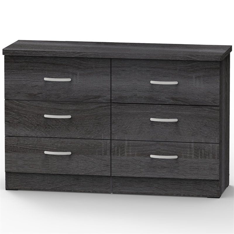 Pemberly Row Modern 6 Drawer Engineered Wood Bedroom Dresser in Gray