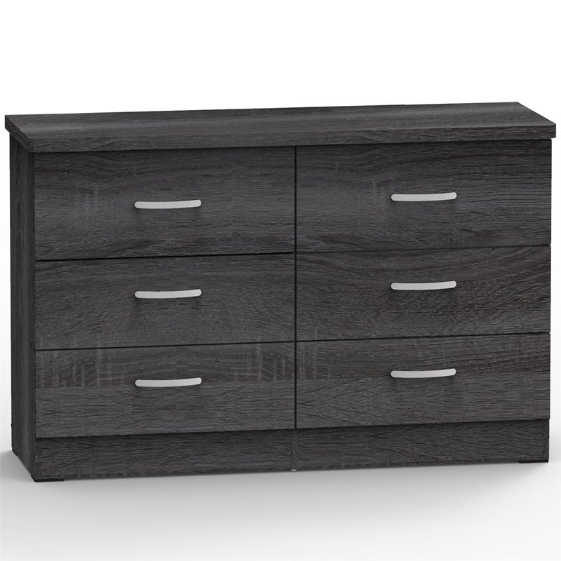 Pemberly Row Modern 6 Drawer Engineered Wood Bedroom Dresser in Gray