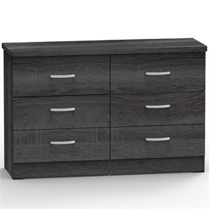 Pemberly Row Modern 6 Drawer Engineered Wood Bedroom Dresser in Gray