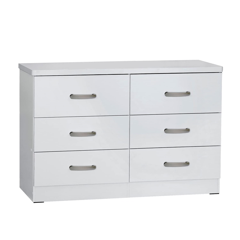 Pemberly Row Modern 6 Drawer Engineered Wood Bedroom Dresser in White