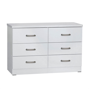 Pemberly Row Modern 6 Drawer Engineered Wood Bedroom Dresser in White