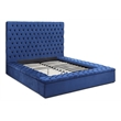Pemberly Row Contemporary Velvet Upholstered Platform Queen Bed in Blue
