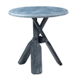 Pemberly Row Coastal Wood Side Table with Tripod Base in Distressed Blue