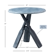 Pemberly Row Coastal Wood Side Table with Tripod Base in Distressed Blue